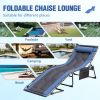 4-Fold Padded Portable Folding Outdoor Chaise Lounge Heavy Duty Reclining Chair with Pillow & Side Pocket