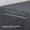 90 Gallon Black Plastic Storage Deck Box with Maze Texture Injection Molded Outdoor Patio Storage Container for Garden Tools Cushions Pool Supplies a