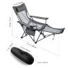 Reclining Camping Chair, 4 Adjustable Positions, Portable Folding Lounger for Adults, Mesh Beach Chair with Headrest & Foot Rest, Supports 220 lbs, H