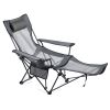 Reclining Camping Chair, 4 Adjustable Positions, Portable Folding Lounger for Adults, Mesh Beach Chair with Headrest & Foot Rest, Supports 220 lbs, H